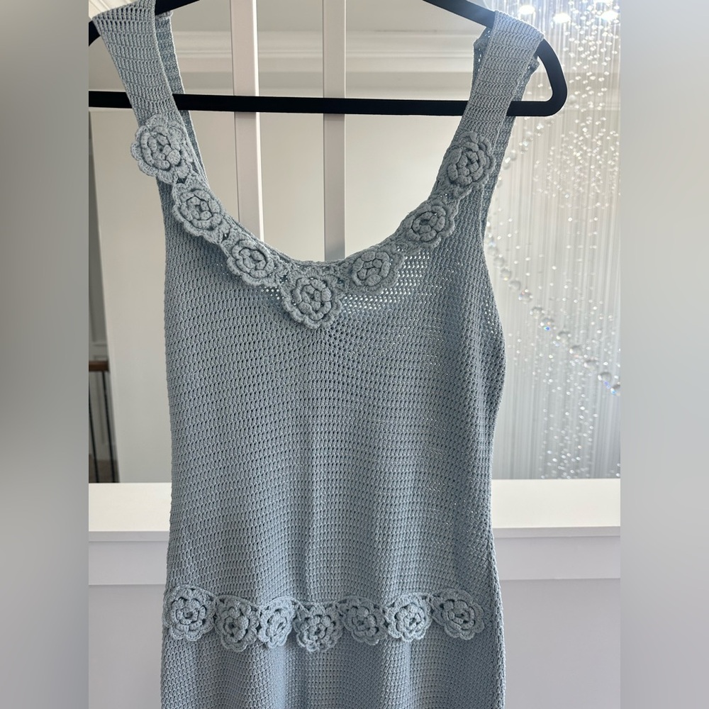 Commense Elegant Blue Crochet Maxi Dress - Picture 4 of 10